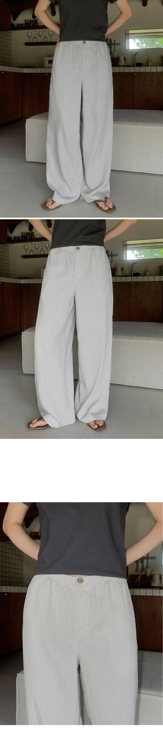 [2 colors] Cool Than Stripe Banding Pants