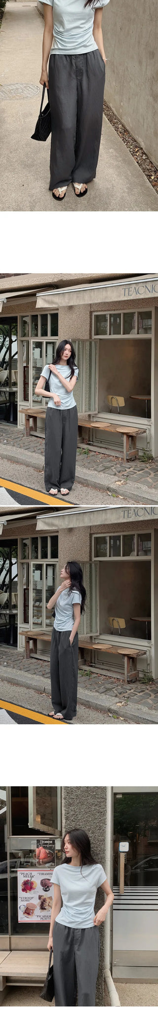 [2 colors] Cool Than Stripe Banding Pants