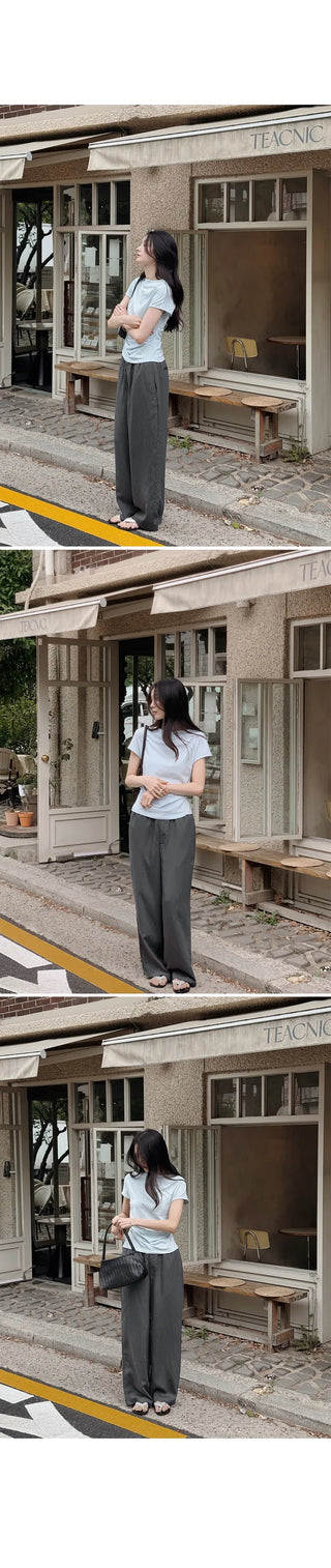 [2 colors] Cool Than Stripe Banding Pants