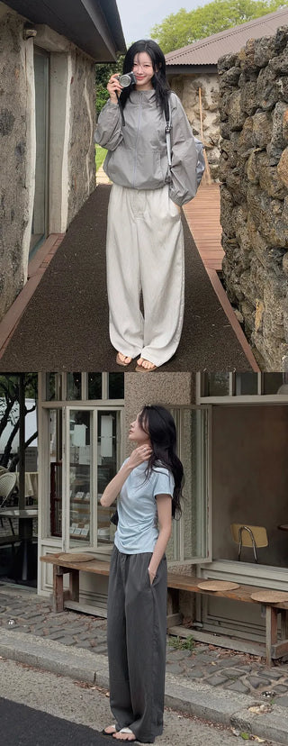 [2 colors] Cool Than Stripe Banding Pants