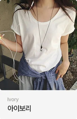 [5 colors] Essential Semi U-neck Short Sleeve T-shirt