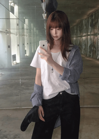 [5 colors] Essential Semi U-neck Short Sleeve T-shirt