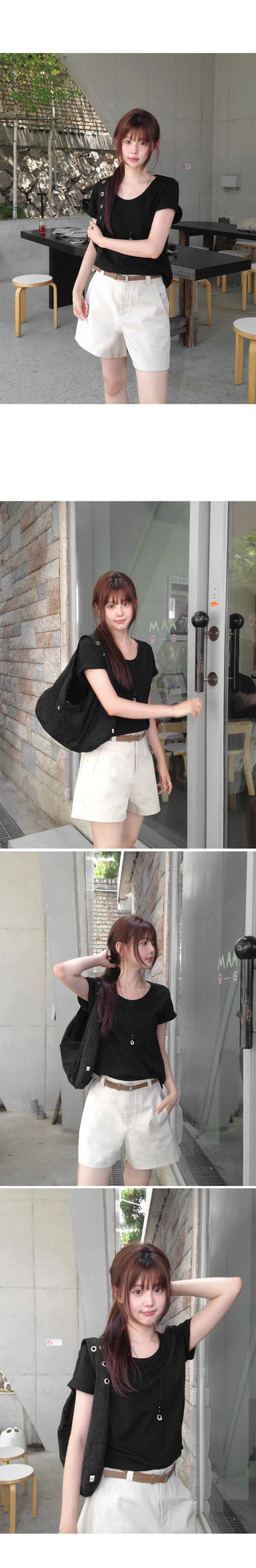 [5 colors] Essential Semi U-neck Short Sleeve T-shirt