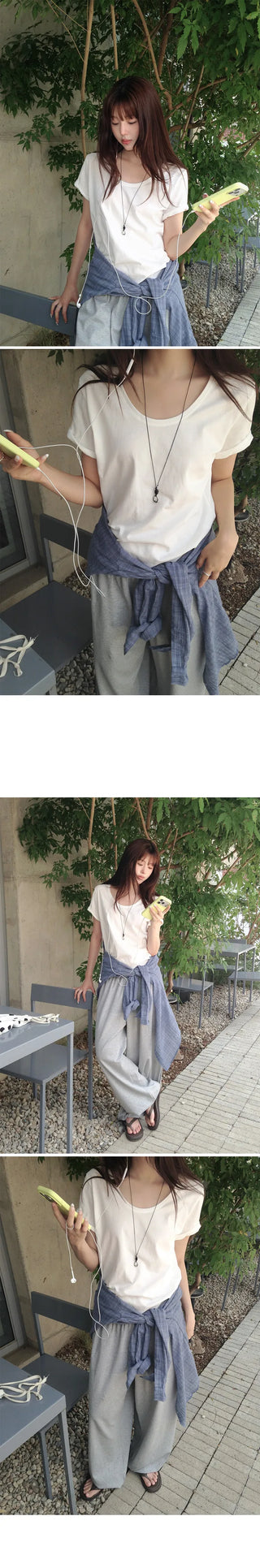 [5 colors] Essential Semi U-neck Short Sleeve T-shirt