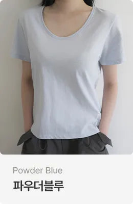 [5 colors] Essential Semi U-neck Short Sleeve T-shirt
