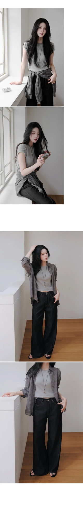 [3 colors] Brushed Summer Tencel Check Shirt