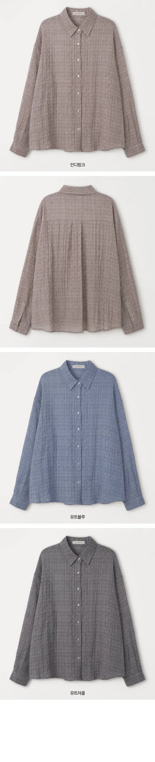 [3 colors] Brushed Summer Tencel Check Shirt