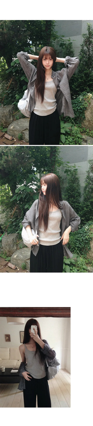 [3 colors] Brushed Summer Tencel Check Shirt
