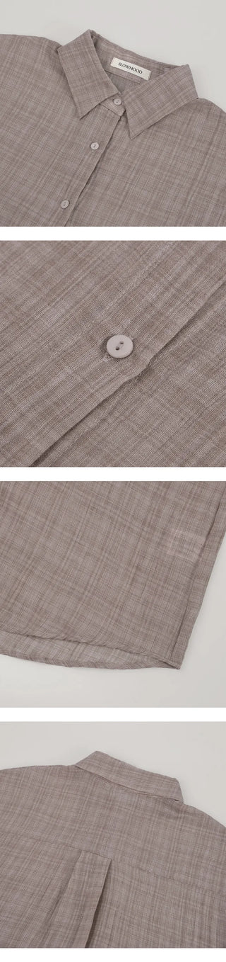 [3 colors] Brushed Summer Tencel Check Shirt