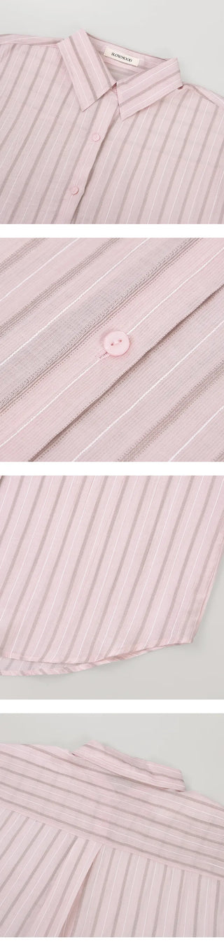 [3 colors] Watery Tencel Stripe Soft Shirt