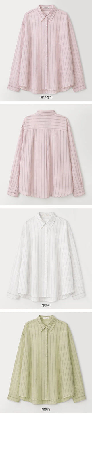 [3 colors] Watery Tencel Stripe Soft Shirt