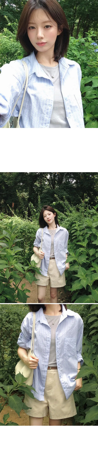 [4 colors] Zanzan Stripe Cotton Shirt