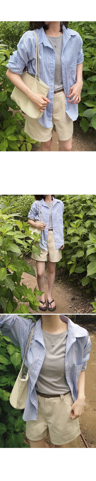 [4 colors] Zanzan Stripe Cotton Shirt
