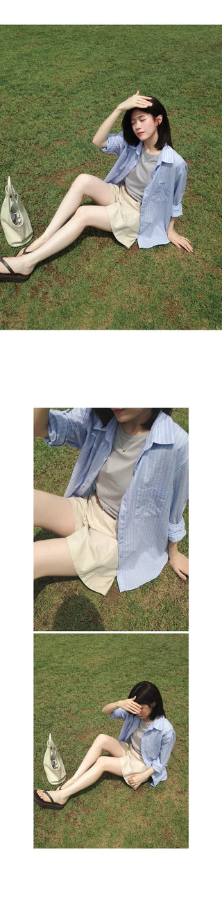 [4 colors] Zanzan Stripe Cotton Shirt