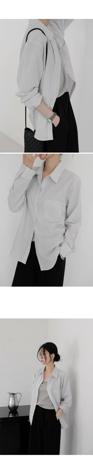 [4 colors] Zanzan Stripe Cotton Shirt