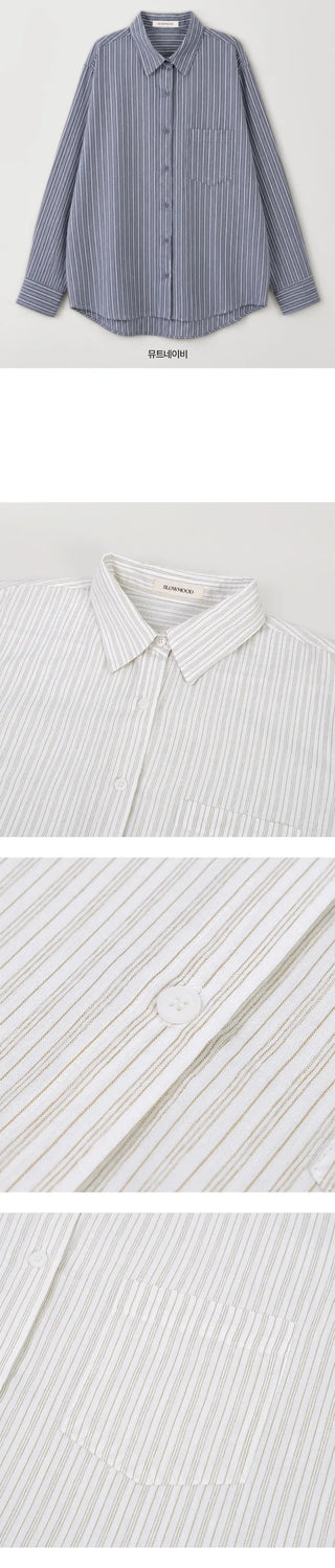 [4 colors] Zanzan Stripe Cotton Shirt