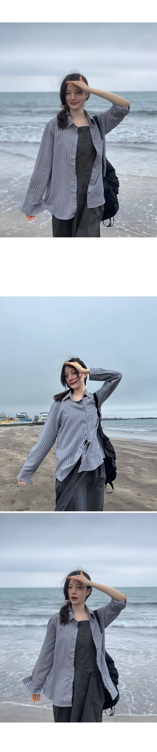 [4 colors] Zanzan Stripe Cotton Shirt