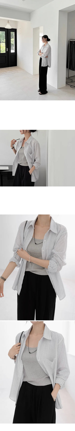 [4 colors] Zanzan Stripe Cotton Shirt