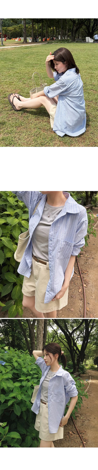 [4 colors] Zanzan Stripe Cotton Shirt