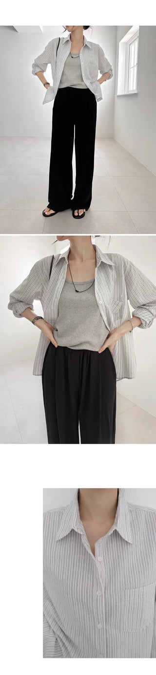 [4 colors] Zanzan Stripe Cotton Shirt