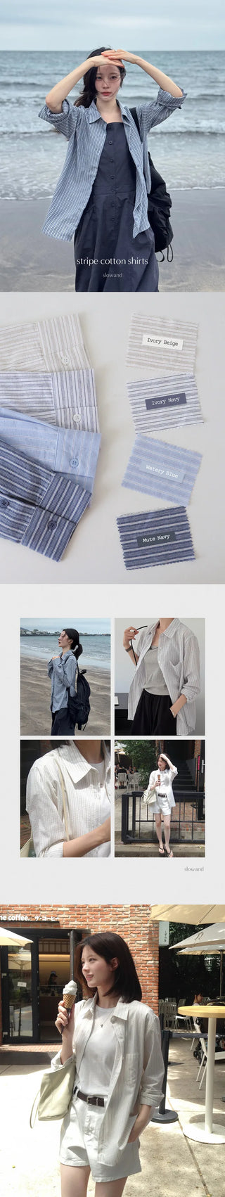 [4 colors] Zanzan Stripe Cotton Shirt
