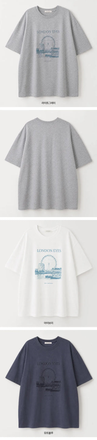 [4 colors] London Eye Pigment T-shirt