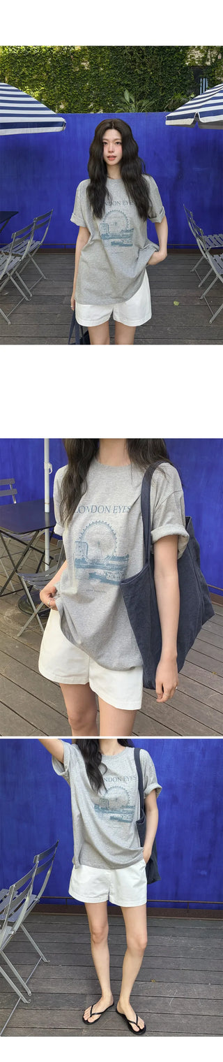[4 colors] London Eye Pigment T-shirt