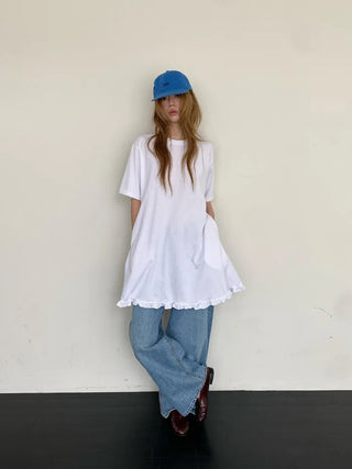 [3 colors] Cotton Frill Dress