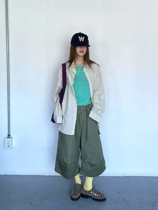 [4 colors] Square check shirt