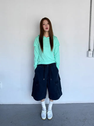 [4 colors] Stonewashed Bermuda Cargo Pants