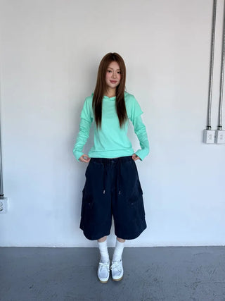 [4 colors] Stonewashed Bermuda Cargo Pants