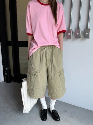 [4 colors] Stonewashed Bermuda Cargo Pants