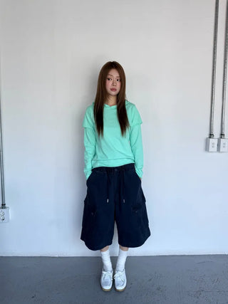 [4 colors] Stonewashed Bermuda Cargo Pants