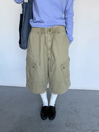 [4 colors] Stonewashed Bermuda Cargo Pants