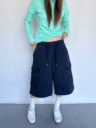 [4 colors] Stonewashed Bermuda Cargo Pants