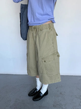 [4 colors] Stonewashed Bermuda Cargo Pants