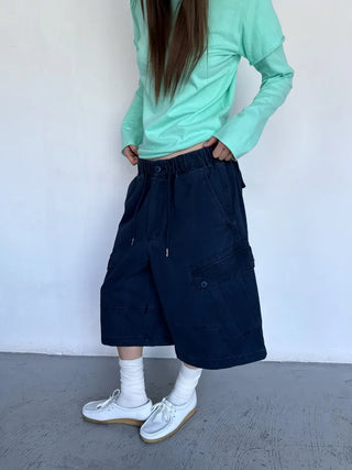 [4 colors] Stonewashed Bermuda Cargo Pants