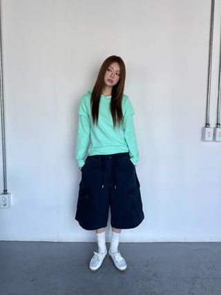 [4 colors] Stonewashed Bermuda Cargo Pants