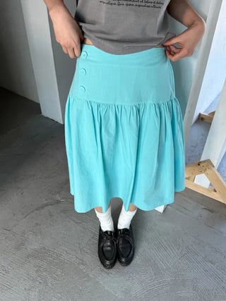 [3 colors] Side Button Midi Skirt