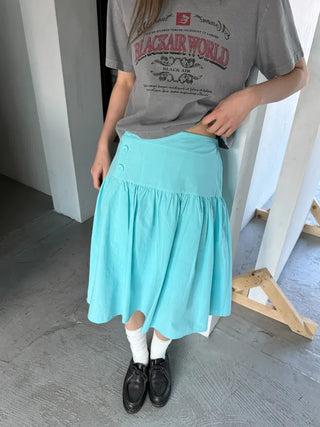 [3 colors] Side Button Midi Skirt