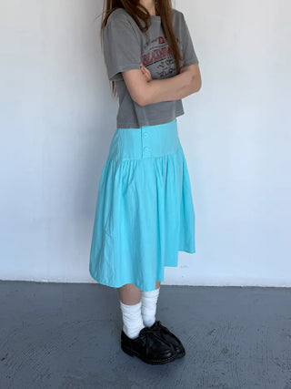 [3 colors] Side Button Midi Skirt