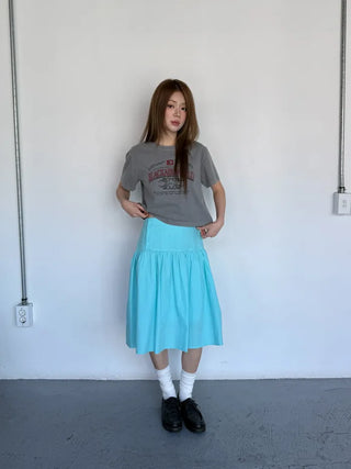 [3 colors] Side Button Midi Skirt