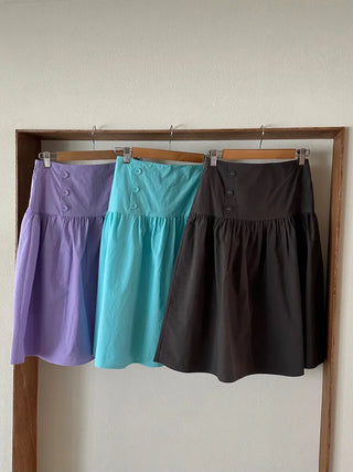 [3 colors] Side Button Midi Skirt
