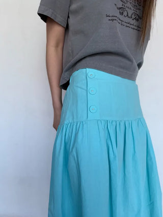 [3 colors] Side Button Midi Skirt