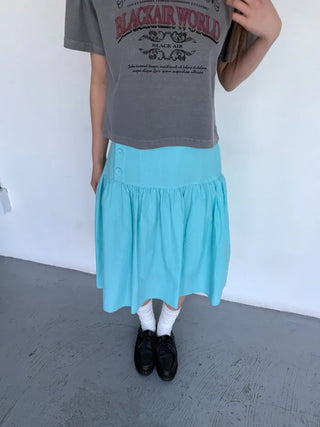 [3 colors] Side Button Midi Skirt