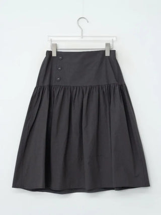 [3 colors] Side Button Midi Skirt