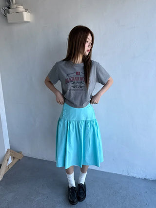 [3 colors] Side Button Midi Skirt