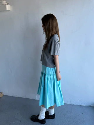 [3 colors] Side Button Midi Skirt