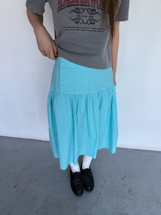 [3 colors] Side Button Midi Skirt