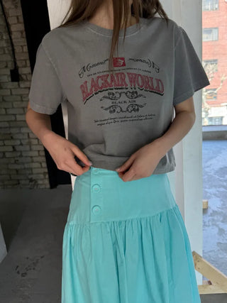 [3 colors] Side Button Midi Skirt